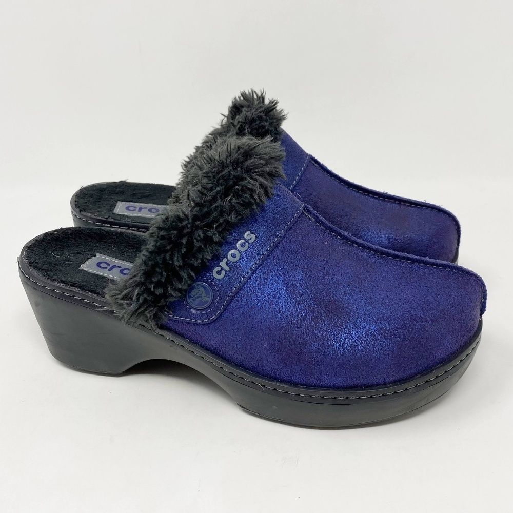 Crocs Cobbler Shimmer Faux Fur Lined Mules - Picture 1 of 8